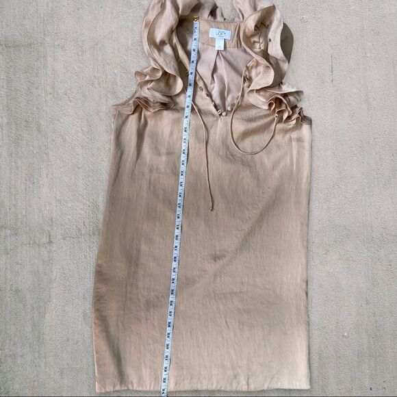 Ann Taylor LOFT Petites Ruffle Neck Satin Shift Dress 6P Cocktail Wedding Guest - Picture 11 of 11